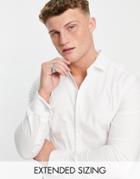 Asos Design Formal Royal Oxford Skinny Shirt With Double Cuff In White