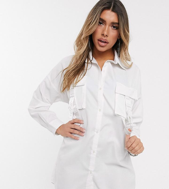 Sixth June Oversized Shirt Dress With Pocket Buckle Straps