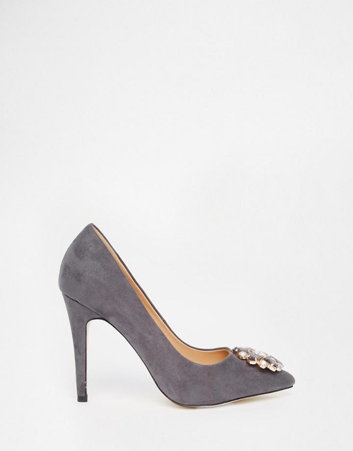 Head Over Heels By Dune Bellaa Gray Embellished Heeled Pumps - Gray
