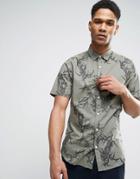 Only & Sons Short Sleeve Shirt In Slim Fit With All Over Print - Green