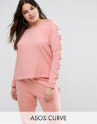 Asos Curve Lounge Lace Up Sweatshirt - Pink