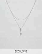 Icon Brand Antique Silver Necklace With Arrow Pendant & Chain In 2 Pack Exclusive To Asos - Silver