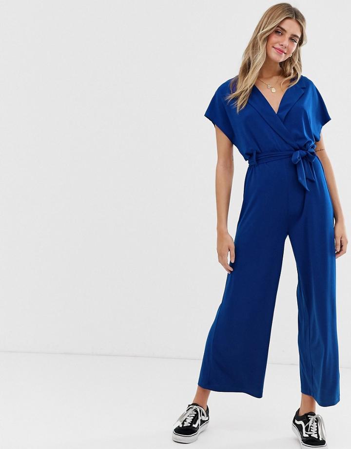 Jdy Wrap Detail Jumpsuit-blue
