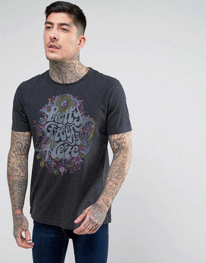 Pretty Green Pg Is Here Logo T-shirt In Gray - Gray