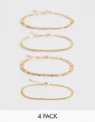 Asos Design Mixed Gold Chain Bracelet