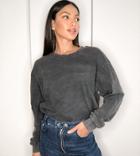 Asos Design Tall Oversized Long Sleeve T-shirt With Cuff Detail In Washed Black-grey