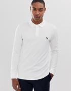 Ps Paul Smith Slim Fit Long Sleeve Zebra Logo Polo In White