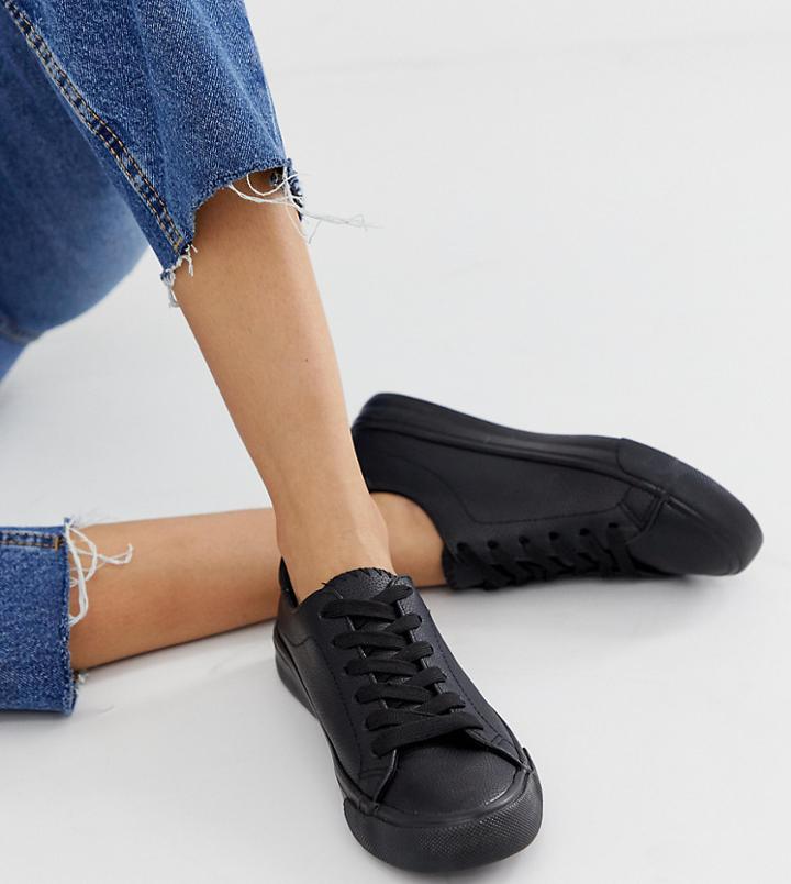 New Look Leather Look Sneaker In Black