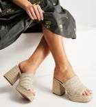 Asos Design Wide Fit Hypnotise Chunky Platform Mules In Natural-neutral
