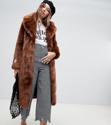 Jakke Maxi Coat In Faux Fur - Brown