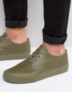 Asos Oxford Lace Up Sneakers In Khaki - Green