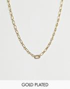 Asos Design Premium Gold Plated Necklace With Swarvoski Crystal Oval Link Pendant - Gold