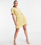 Vero Moda Tall Ruffle Mini Dress In Yellow Dot