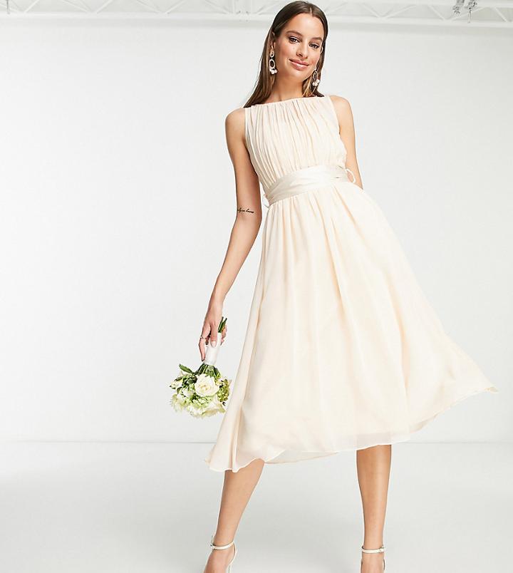 Little Mistress Tall Bridesmaid Midi Skater Dress In Blush-pink