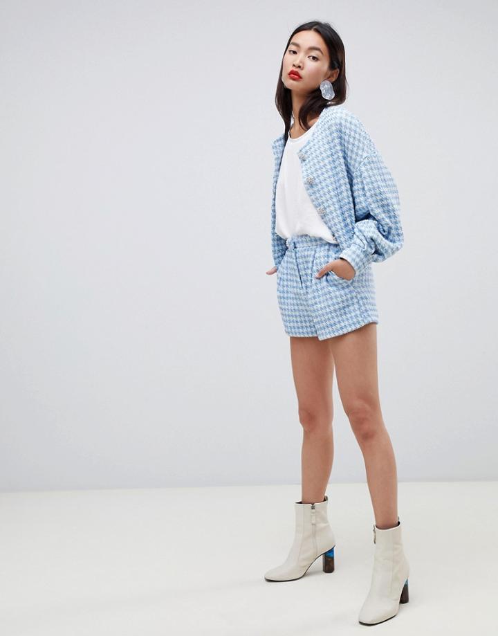 Asos Design Boucle Shorts With Pearl Buttons - Multi