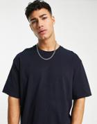 Topman Organic Oversize Fit T-shirt In Navy