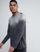 Asos Longline Long Sleeve T-shirt In Gradient Acid Wash With Distress And Curved Hem - Gray