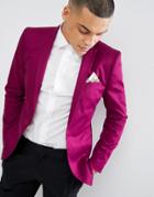 Asos Design Super Skinny Blazer In Raspberry Cotton Sateen - Pink