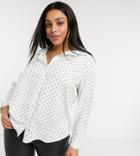 Brave Soul Plus Michaela Speckle Shirt In Cream-multi