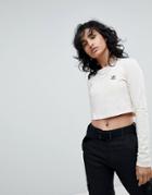 Adidas Originals Long Sleeve Cropped Top In Nude - Beige