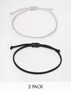 Asos Rope Bracelet Pack In Black And Gray - Black