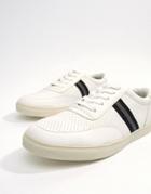 Boohooman Sneakers With Side Stripe In White - White