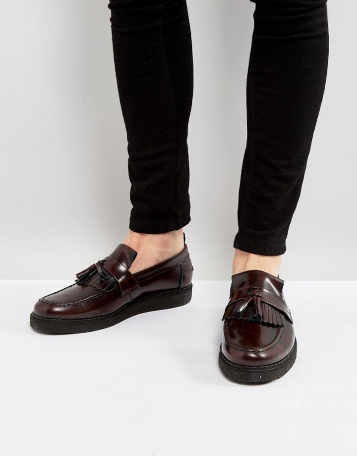 Fred Perry X George Cox Leather Tassel Loafers Red - Red
