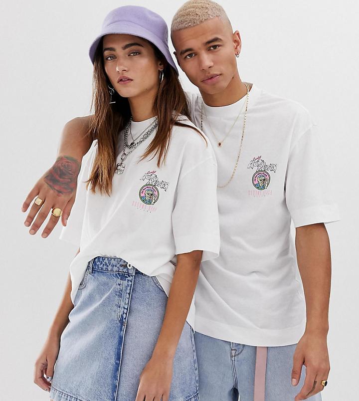 Collusion Unisex Mechanic Print T-shirt-white