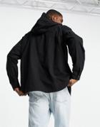 Topman Lightweight Woven Hoodie Shirt In Black