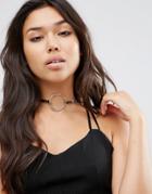 Asos Metal Open Circle Choker Necklace - Silver