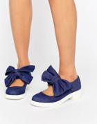 Asos Mousse Bow Detail Flat Shoes - Blue