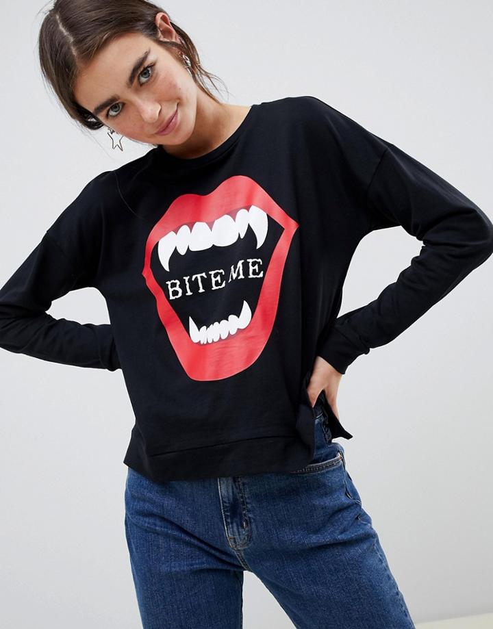 Only Halloween Bite Me Sweatshirt - Black