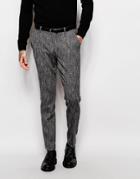 Asos Slim Suit Pants In Textured Fabric In Black And White - Black