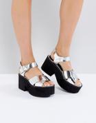Asos Troublesome Chunky Sandals - Silver