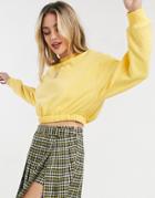 Asos Design Crop Sweatshirt With Fitted Hem And Seam Detail In Marigold-yellow