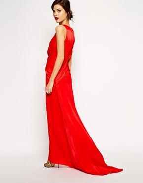 Asos Red Carpet Premium Super Plunge Twist Front Maxi Dress - Red