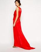 Asos Red Carpet Premium Super Plunge Twist Front Maxi Dress - Red