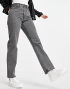 Topshop Dad Jeans In Smoke Gray-grey