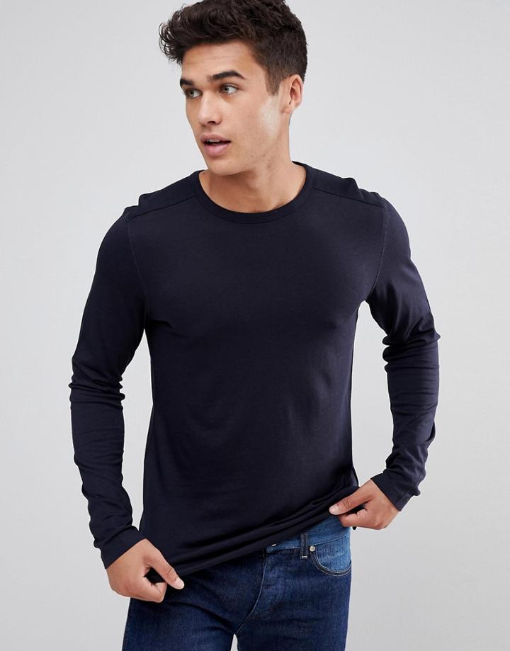 Celio Long Sleeve T-shirt In Navy - Navy