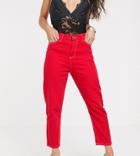 Liquor N Poker Western Mom Jeans Two-piece-red