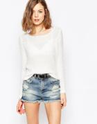 Only Light Knit Long Sleeve Sweater - Cloud Dancer