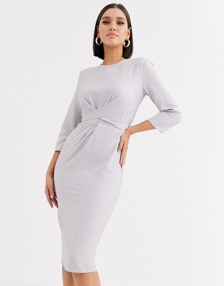 Asos Design Tie Wrap Around Midi Dress