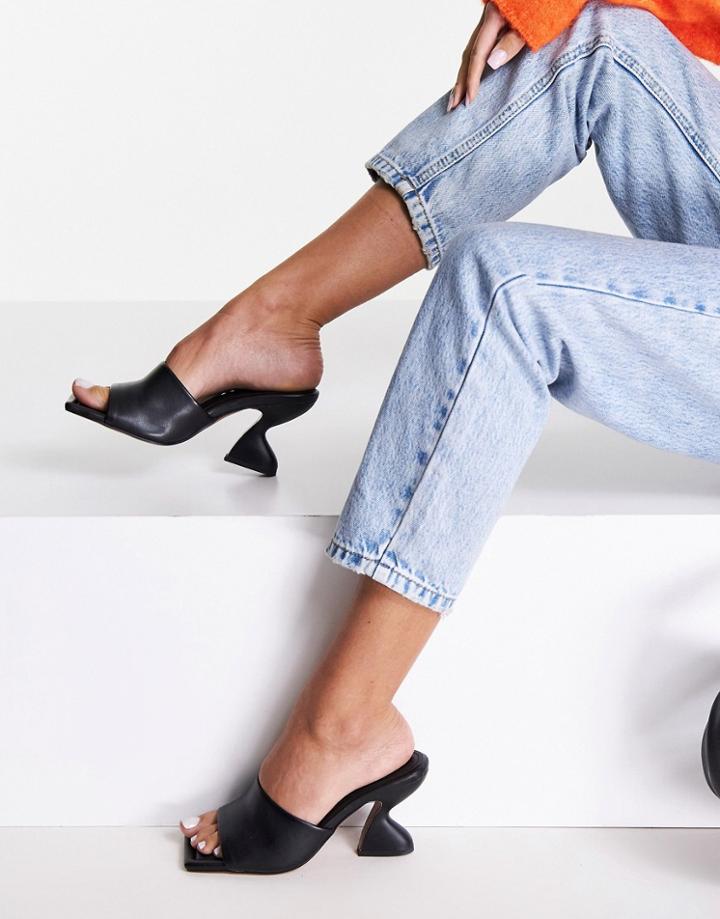 Asos Design Highlight Mid Heeled Mules In Black