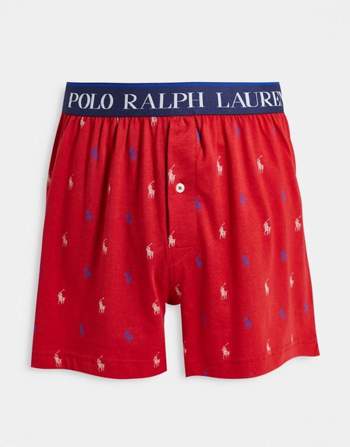 Polo Ralph Lauren Knit Boxers With All-over Pony Logo In Red