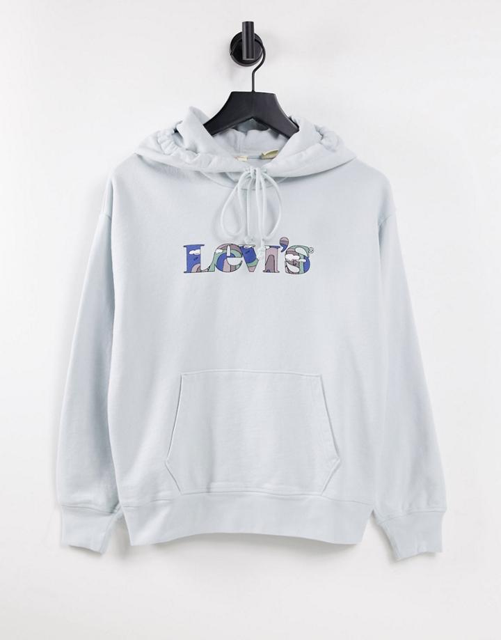 Levi's Graphic Logo Hoodie In Pale Blue-blues