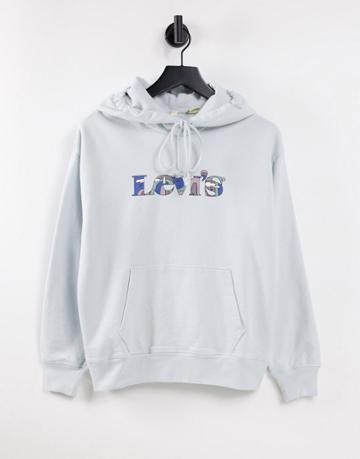 Levi's Graphic Logo Hoodie In Pale Blue-blues