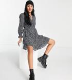 Violet Romance Tall Frill Wrap Mini Dress In Blue Ditsy Floral Print-multi