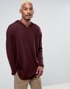 Asos Cotton Hoodie In Burgundy - Purple