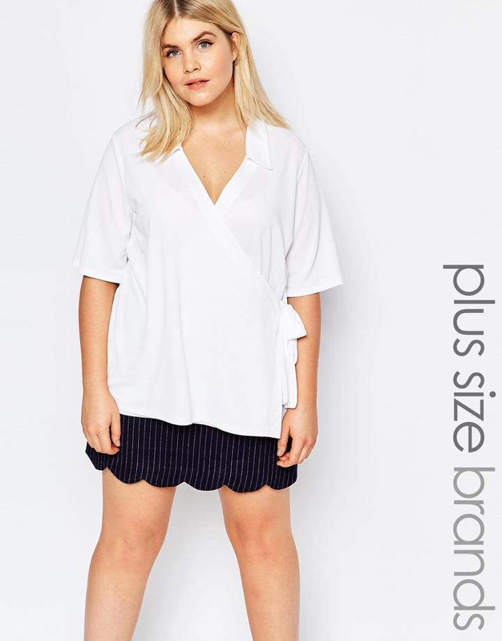 Pink Clove Top With Collar Detail - White