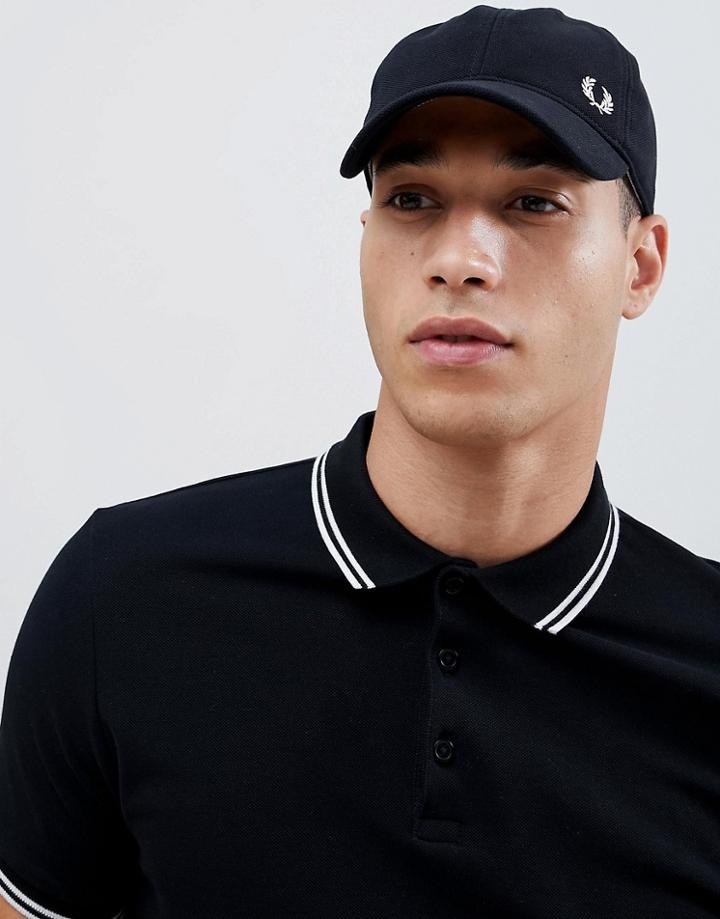 Fred Perry Pique Classic Cap In Black - Black